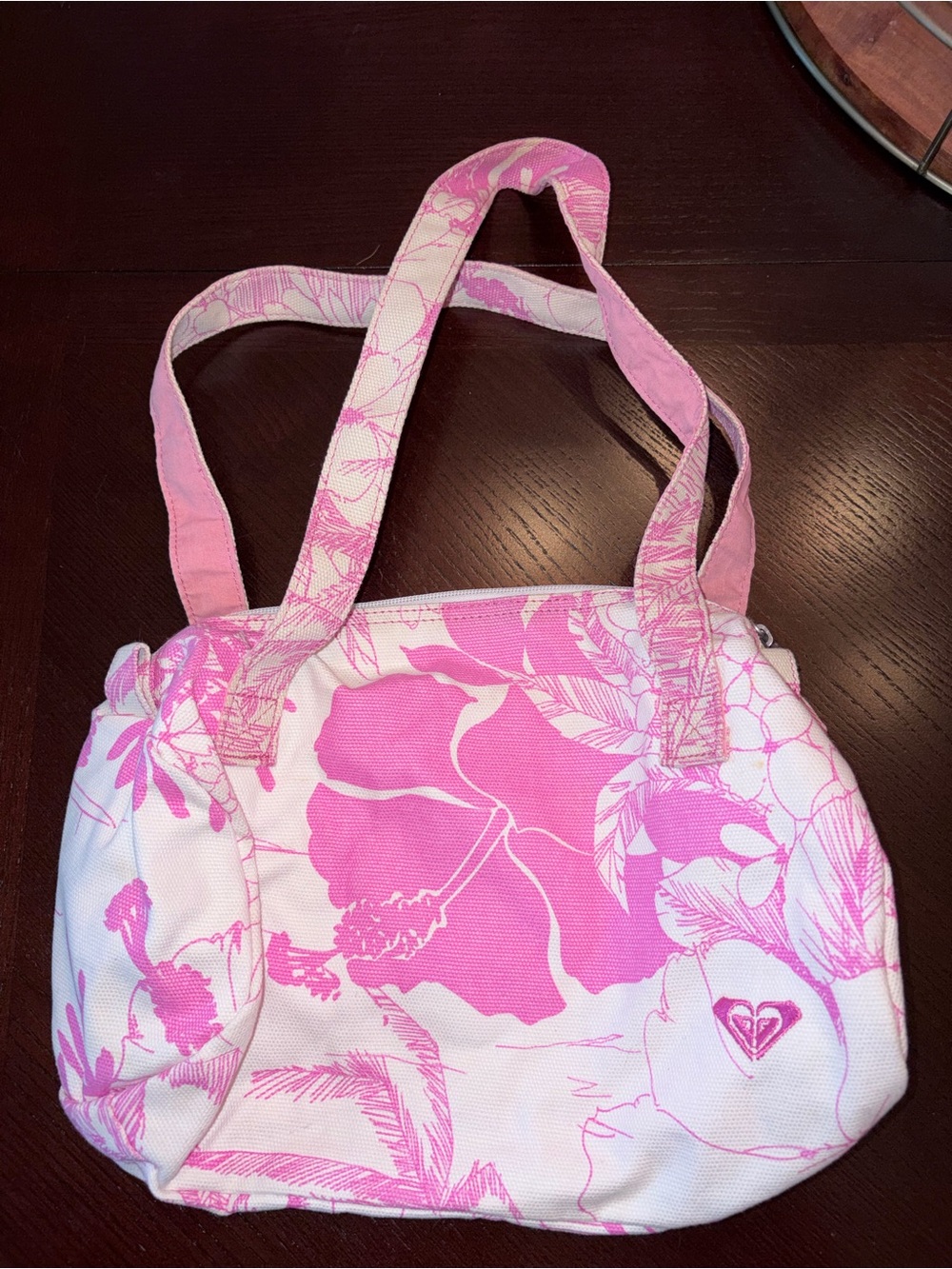 *VINTAGE* Roxy Pink Floral Canvas Shoulder Bag